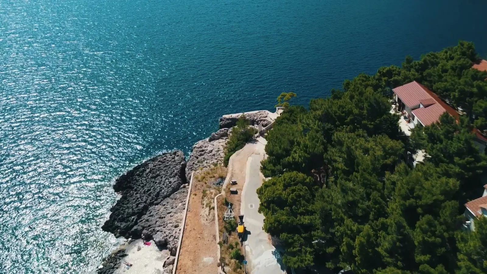 Hvar island aerial drone view